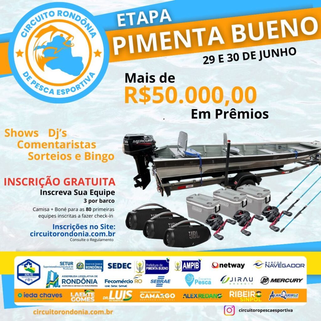 Com premiação total de R$ 50 mil, Pimenta Bueno (RO) abre inscrições para etapa do Circuito de Pesca Esportiva