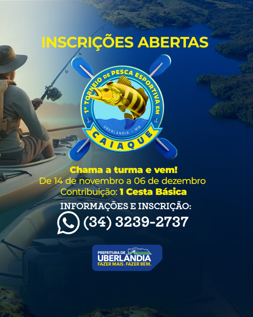 Inscrições para 1º Torneio de Pesca Esportiva Caiaque de Uberlândia estão abertas