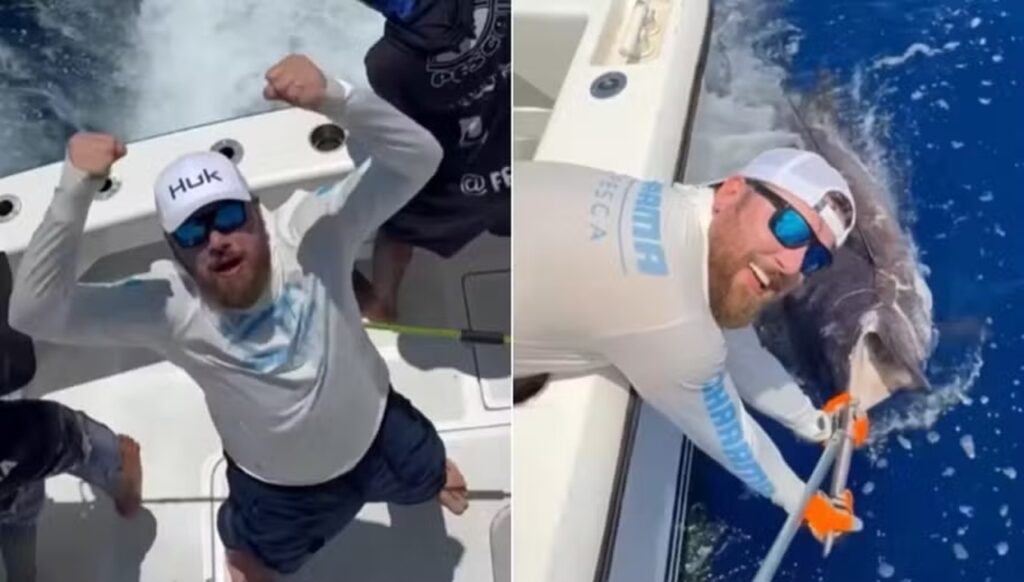 Zé Neto pesca peixe de quase 300 kg na Bahia e comemora: "Maior da minha vida"